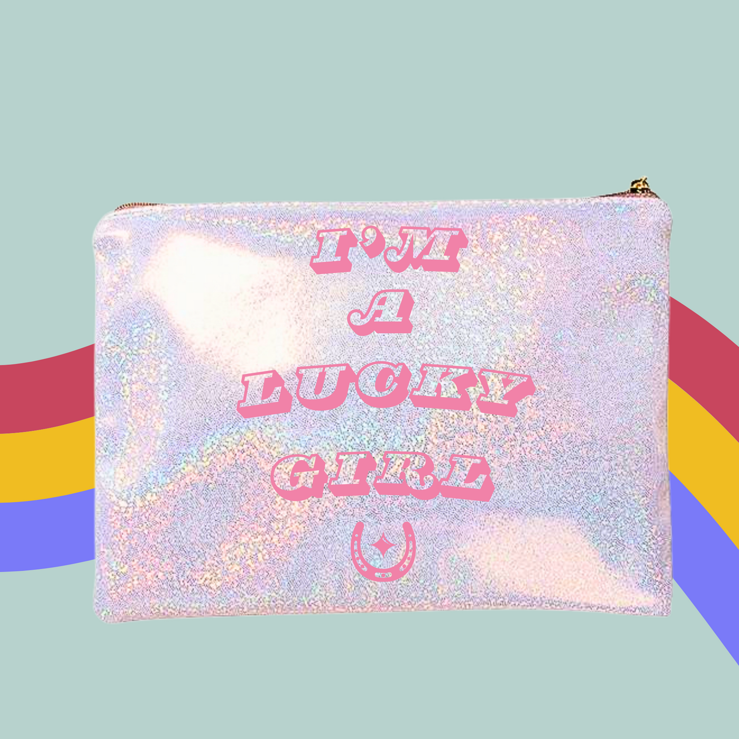 I'm A Lucky Girl Makeup Bag- Girly Zip Case