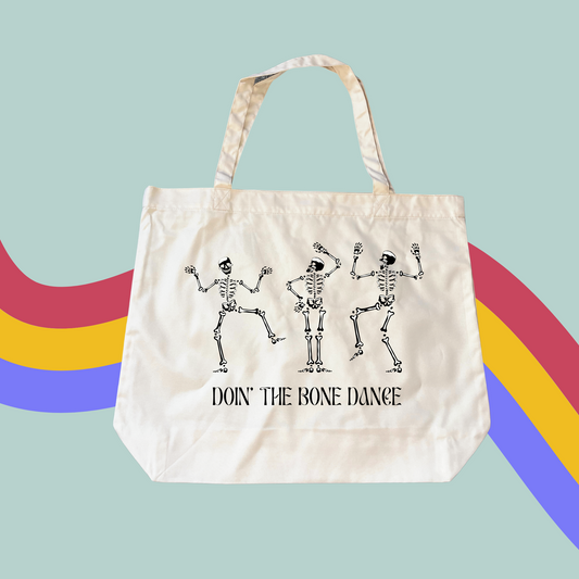 Doin' The Bone Dance Tote- Funny Spooky Shopping Bag