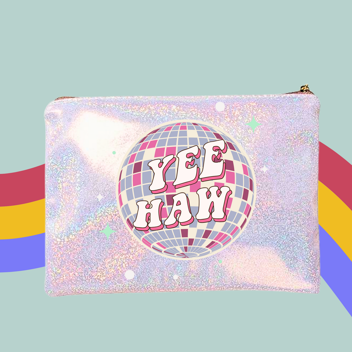 Yee Haw Disco Cowgirl Makeup Bag- Girly Zip Case