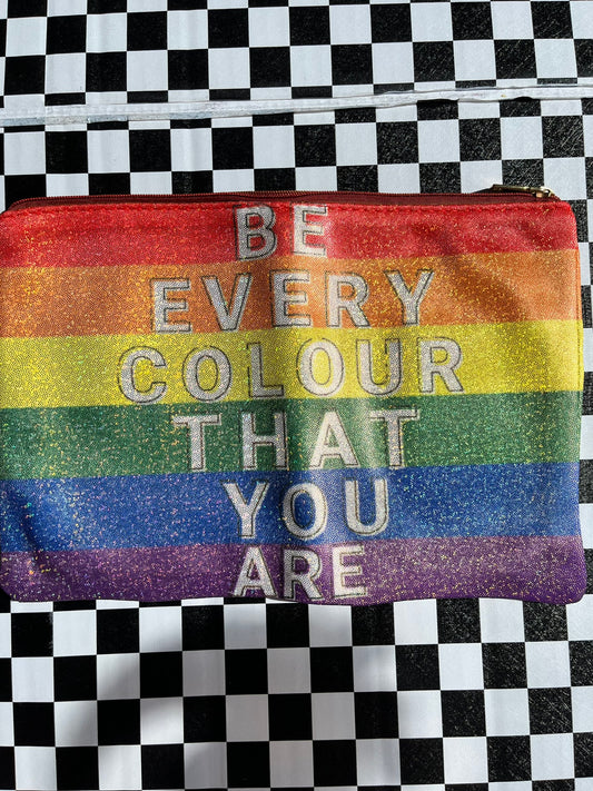 SAMPLE Be Every Colour That You Are Glitter Make-Up Bag-PRIDE-Rainbow LGBTQ+ Zip Case (Gold Edition)