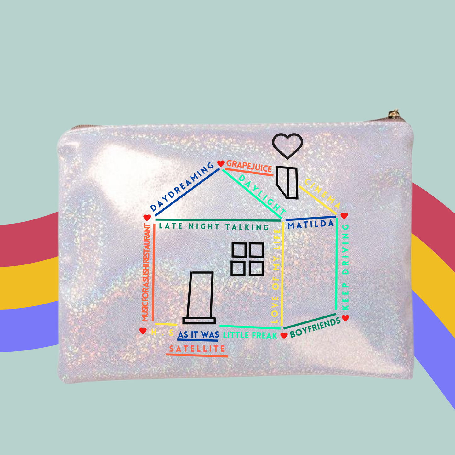 Harry's House Track list  Glitter Make-Up Bag- Harry Potter Zip Case