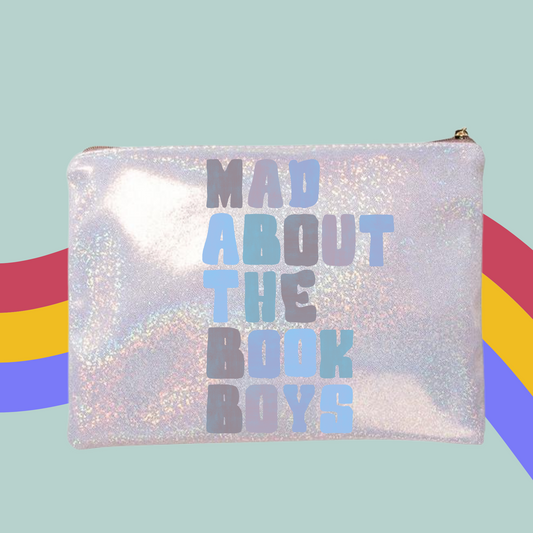 Mad About The Book Boys Glitter Make-Up Bag- Funny Book Lovers Zip Case