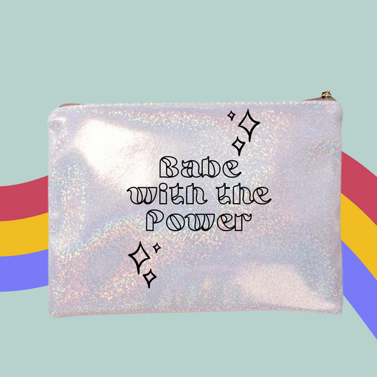 Babe With The Power Glitter Make-Up Bag- Labyrinth Zip Case