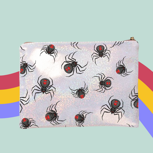 Widows Mark Glitter Make-Up Bag- Black Widow Zip Case