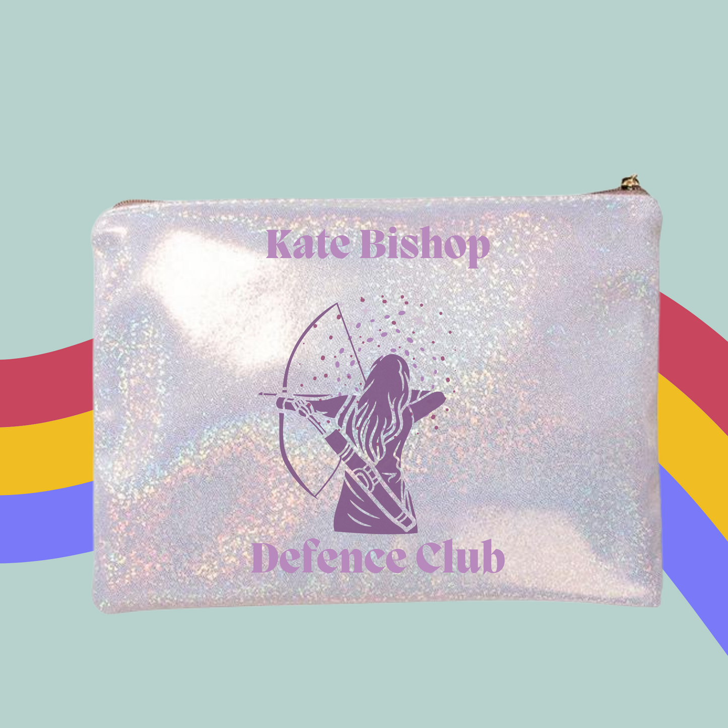 Kate Bishop Defence Club Glitter Make-Up Bag- Marvel’s Hawkeye -Young Avengers Zip Case