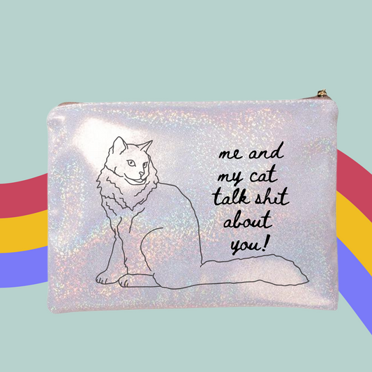 Me and My Cat Glitter Make-Up Bag- Funny Cat Lover Zip Case