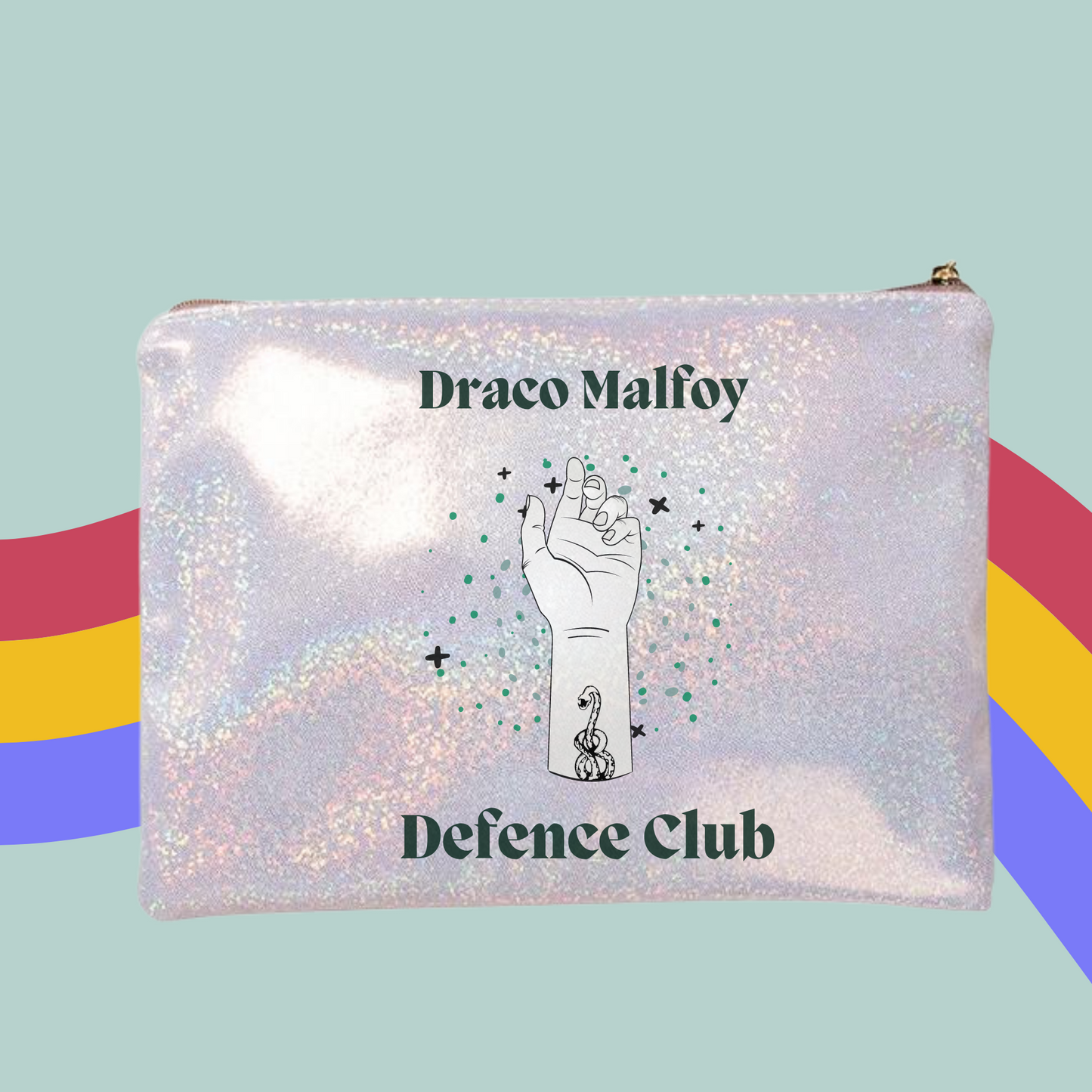 Draco Malfoy Defence Club Glitter Make-Up Bag- Harry Potter Slytherin Zip Case