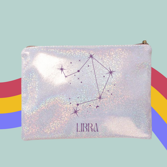 Zodiac Glitter Make-Up Bag- Star Signs Zip Case