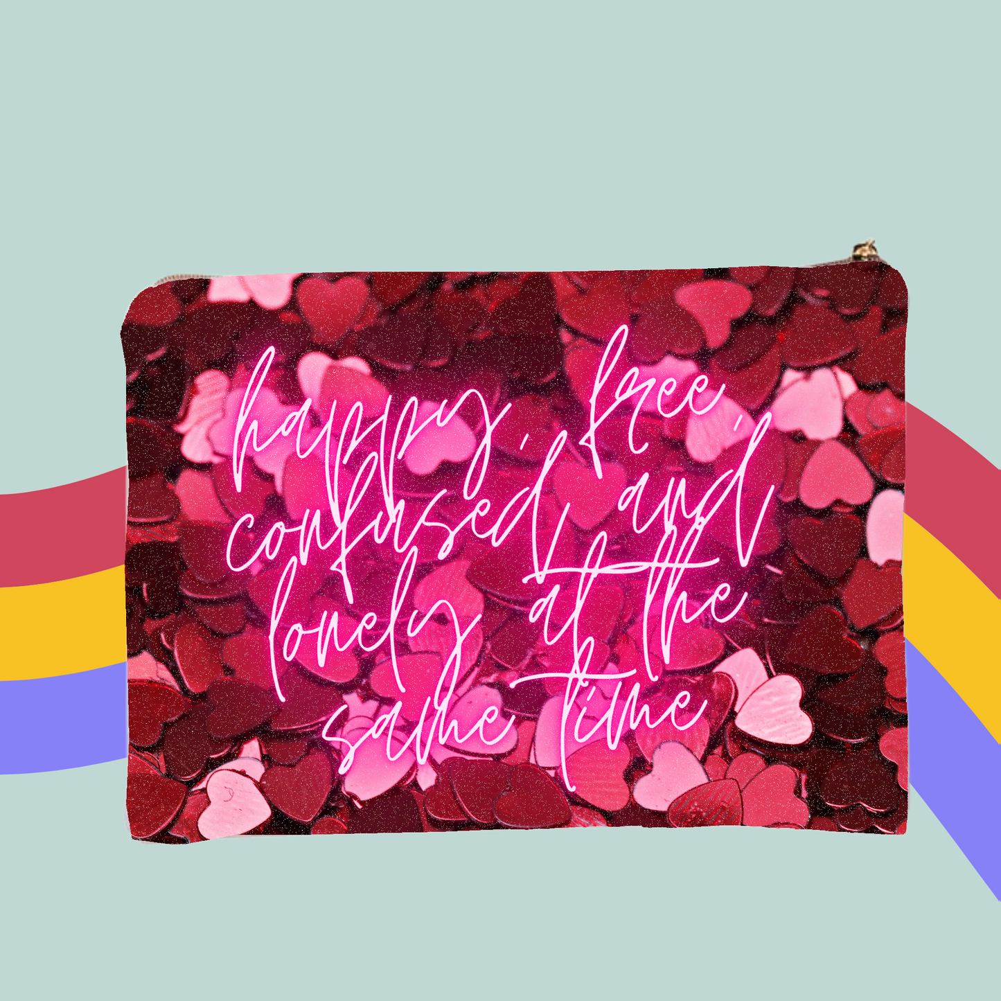 Happy, Free, Confused and Lonely Glitter Make-Up Bag- Taylor Swift Red 22 Zip Case