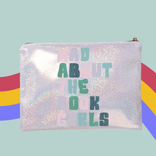 Mad About The Book Girl Glitter Make-Up Bag- Funny Book Lovers Zip Case