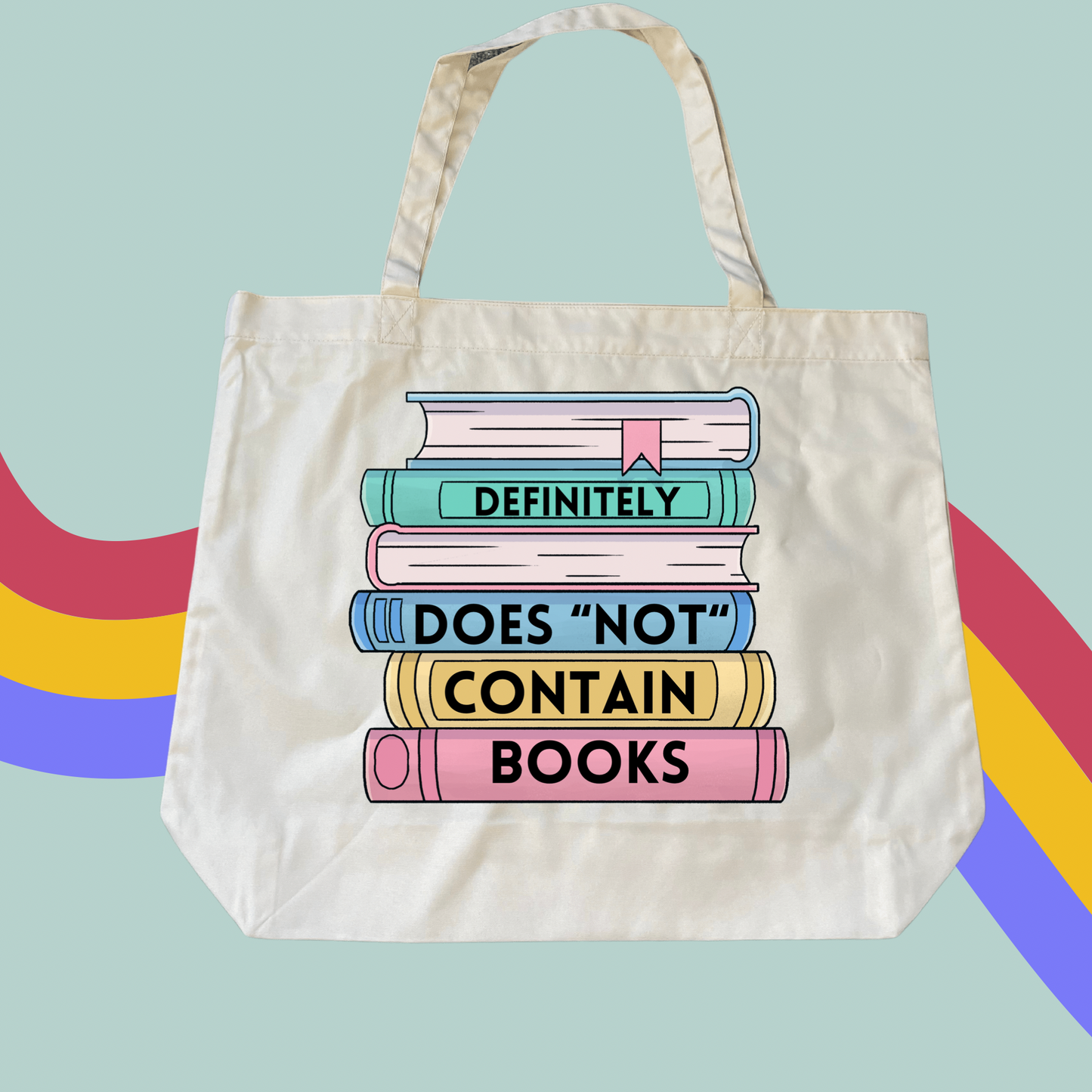 Definfetly Does" Not" Contain Books Tote - Funny Book Lovers Shopping Bag